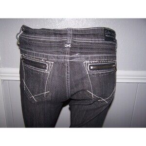 Suko Jeans Black Slim Straight Contrast Stitch Zipper Pocket Denim Pants Size 10